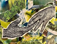 a collage of two hands reaching out to each other