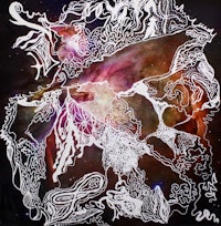 a black and white drawing of a nebula